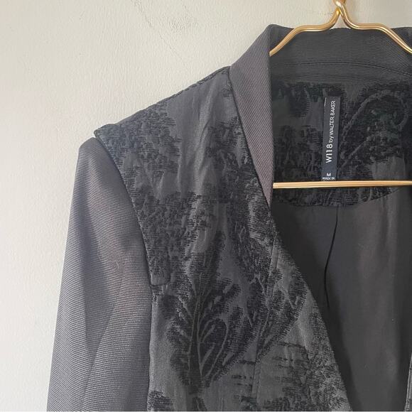 W118 by Walter Baker Black Jacquard Brocade Cropped Jacket M - Picture 3 of 11